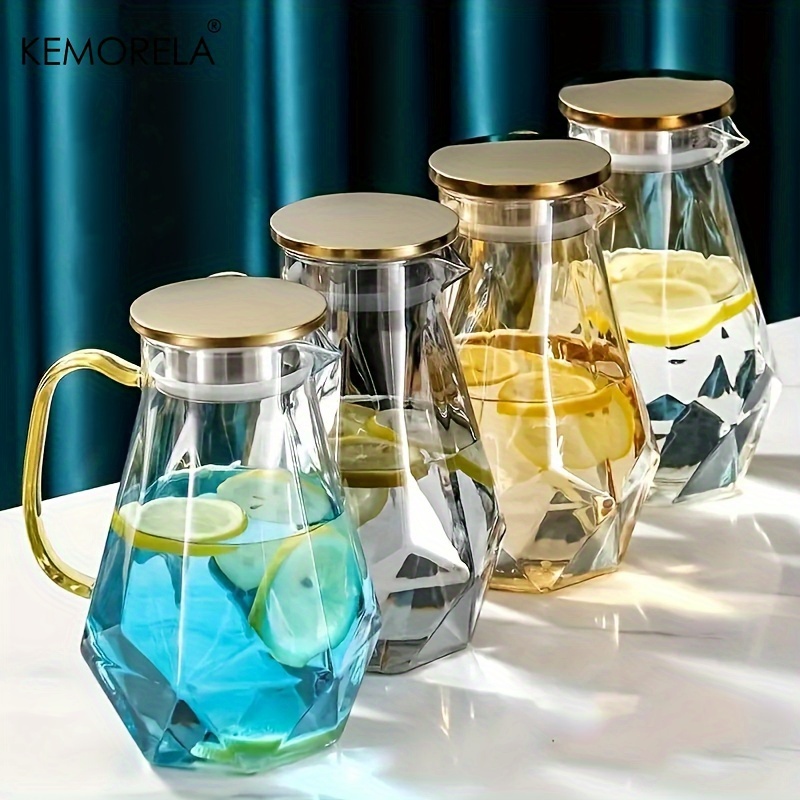 Cold Brew Jar - 1PCS 다이아몬드 질감 유리 주전자 세트