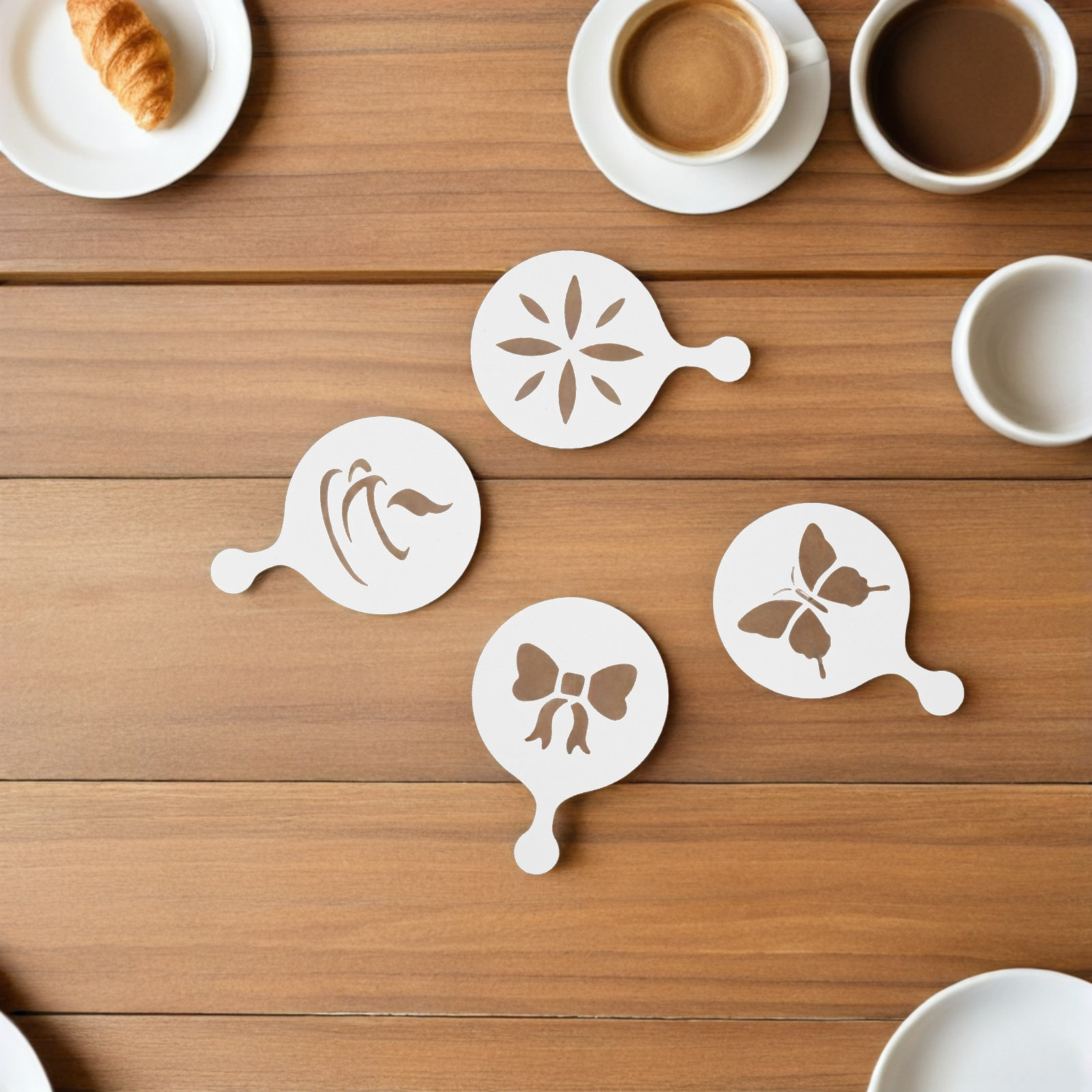 Coffee Stencil Art - 8Pcs 커피 라떼 아트 스텐실 카푸치노