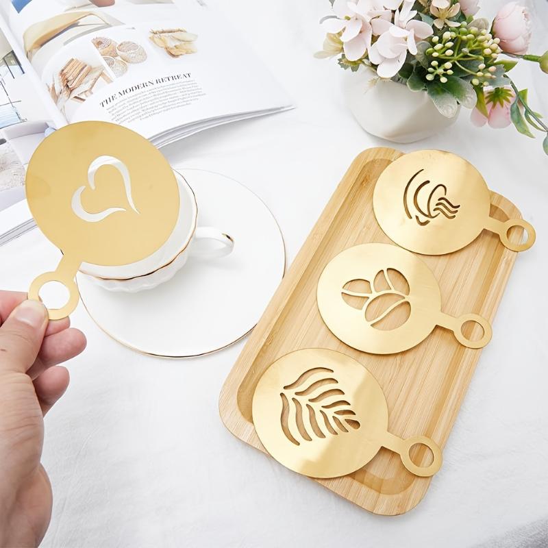 Coffee Stencil Art - 4개/세트 스테인레스 스틸 커피 테마 아트