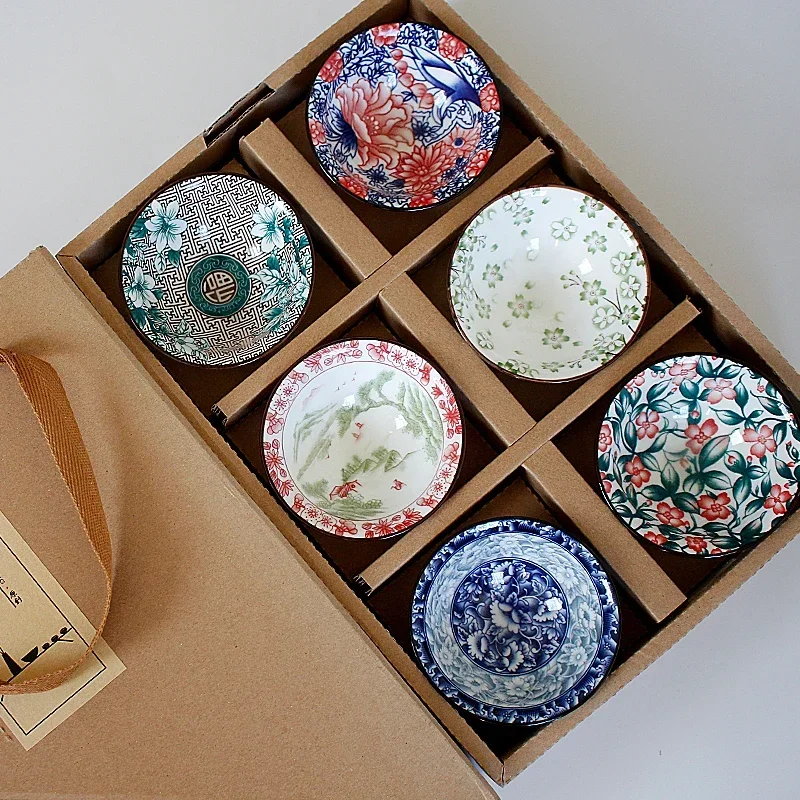Coffee Tea In Chinese - 6PCS 중국 가정용 Teaware 파란색과 흰색