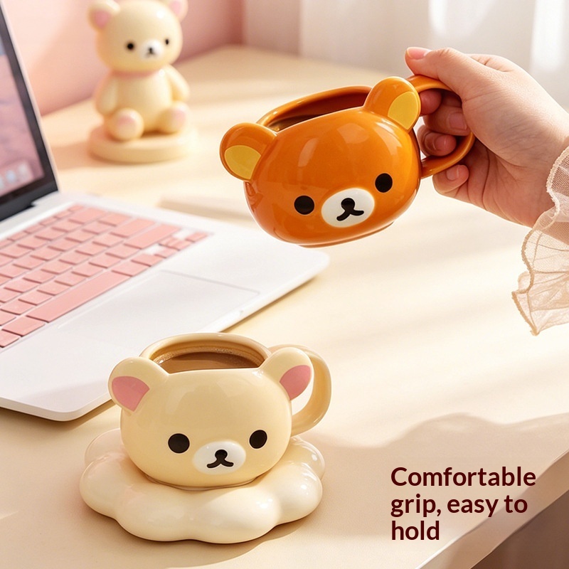 새로운 리라쿠마 세라믹 머그컵, 만화 곰 모양 커피/우 - Coffee Tea Shop 리뷰 및 가격