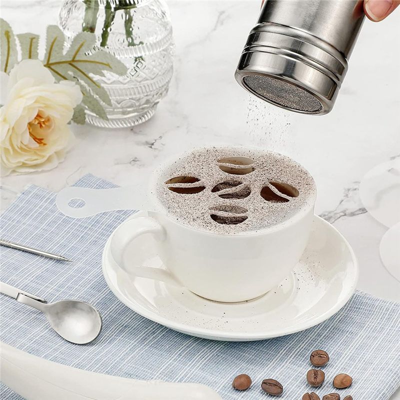 22PCS 재사용 가능한 커피 장식 스텐실 커피 조각  - Coffee Stencil Art 리뷰 및 가격