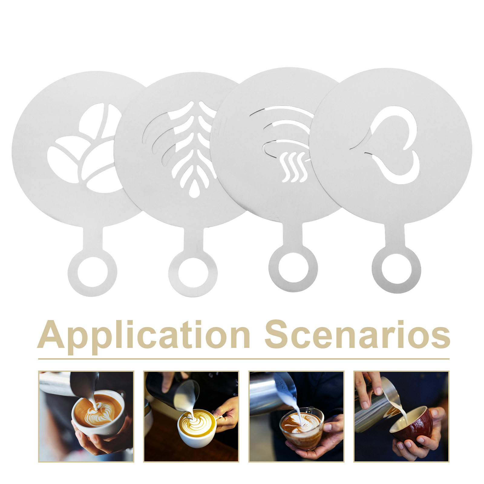4개입 스테인리스 스틸 라떼 아트 스텐실 다용도 커피  - Coffee Stencil Art 리뷰 및 가격