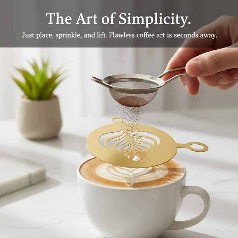 4개 스테인리스 스틸 커피 스텐실 세트 - 커피 장식, - Coffee Stencil Art 리뷰 및 가격