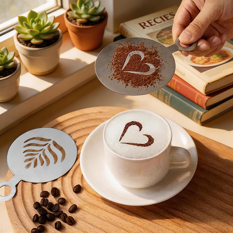 4 Pcs 스테인레스 스틸 커피 스텐실 세트 케이크 쿠 - Coffee Stencil Art 리뷰 및 가격