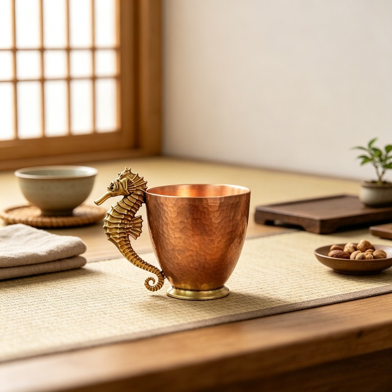 오리지널 구리 커피 머그잔, 해마 모양의 티컵 예술 조 - Coffee To Tea Meaning 리뷰 및 가격