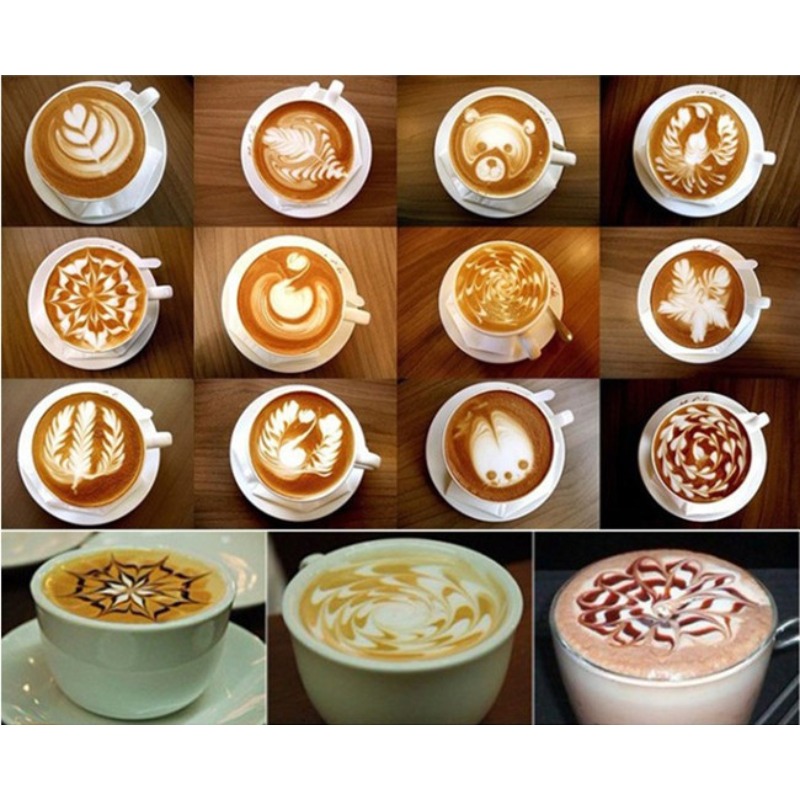 라떼 카푸치노 케이크 장식 액세서리용 16개 커피 아트 - Coffee Stencil Art 리뷰 및 가격